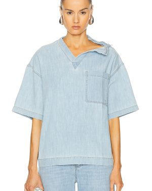 Bottega Veneta Wide Shirt in Bleached Light Denim - Denim-Light. Size M (also in S).