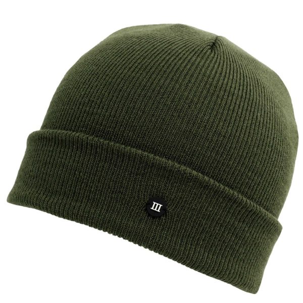 Bottle Green Fine Knitted Beanie Hat with Rubber Tresanti Logo