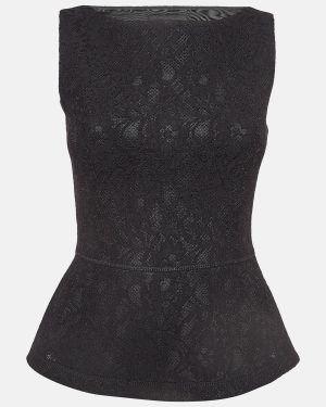 Boutique Moschino Black Lace Peplum Top S