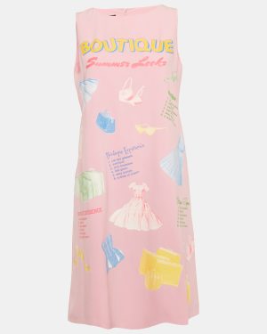 Boutique Moschino Pink Summer Looks Print Crepe Shift Dress M