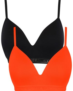 Bra Misha Non-Wired Full Cup Soft Padded (2 Pack) Sports Style Bra in Jet Black / Fiery Red / M - Tokyo Laundry