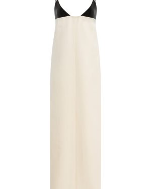 Brandon Maxwell - The Bridges Leather-Bra Wool-Blend Maxi Dress - Black/white - US 2 - Only At Moda Operandi
