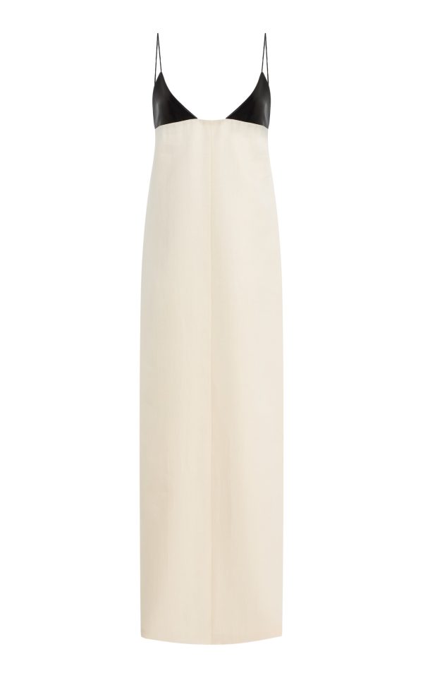 Brandon Maxwell - The Bridges Leather-Bra Wool-Blend Maxi Dress - Black/white - US 2 - Only At Moda Operandi