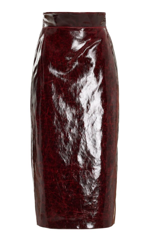 Brandon Maxwell - The Cadence Lacquered Midi Pencil Skirt - Red - US 2 - Moda Operandi