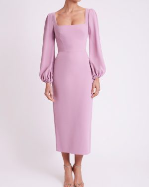 Bridal Mother Dress Square Neck Long Sleeves Short Tea-Length Guest Dresses For Wedding