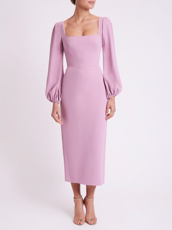Bridal Mother Dress Square Neck Long Sleeves Short Tea-Length Guest Dresses For Wedding
