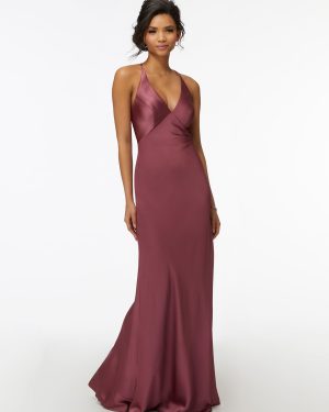Bridesmaid Dress Sheath Floor-Length Zipper Satin Fabric Wedding Party Dress