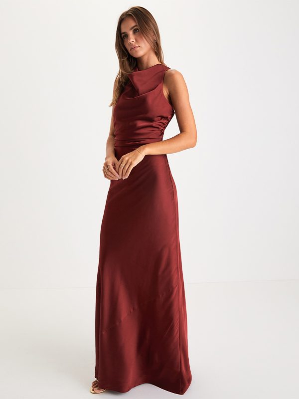 Bridesmaid Dresses Designed Neckline Crossover Back Mermaid Prom Maxi Dress
