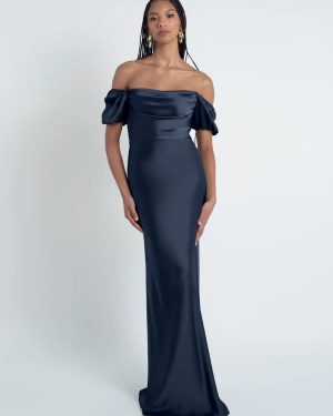 Bridesmaid Dresses Sheath Floor-Length Zipper Satin Fabric Formal Gowns