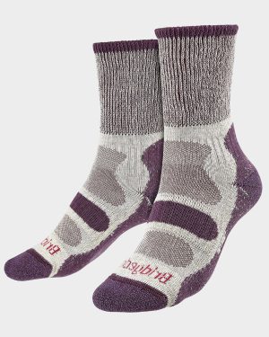 Bridgedale Women's Hiking Lightweight Cotton Cool Cushioned Boot Socks, Purple