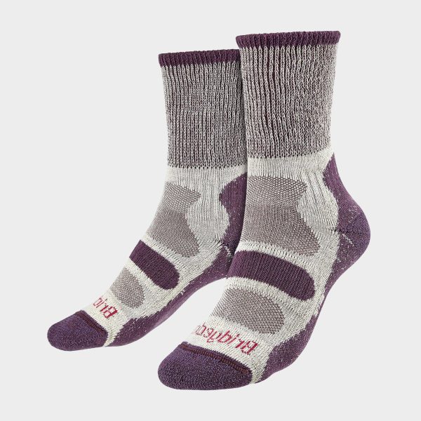 Bridgedale Women's Hiking Lightweight Cotton Cool Cushioned Boot Socks, Purple