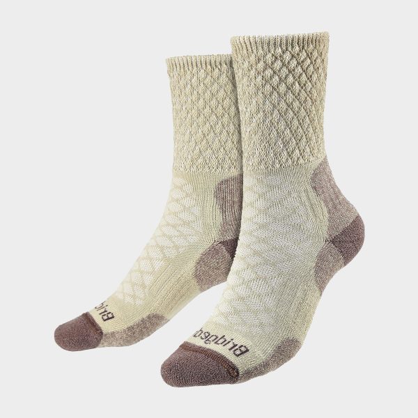 Bridgedale Women's Hiking Lightweight Merino Wool Cushioned Boot Socks, Beige