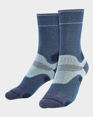 Bridgedale Women's Hiking Midweight Merino Wool Performance Boot Socks, Blue