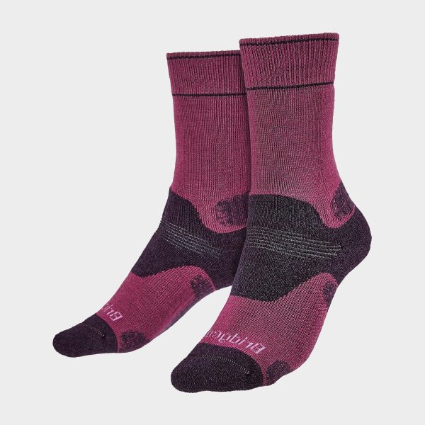 Bridgedale Women's Hiking Midweight Merino Wool Performance Boot Socks, Pink
