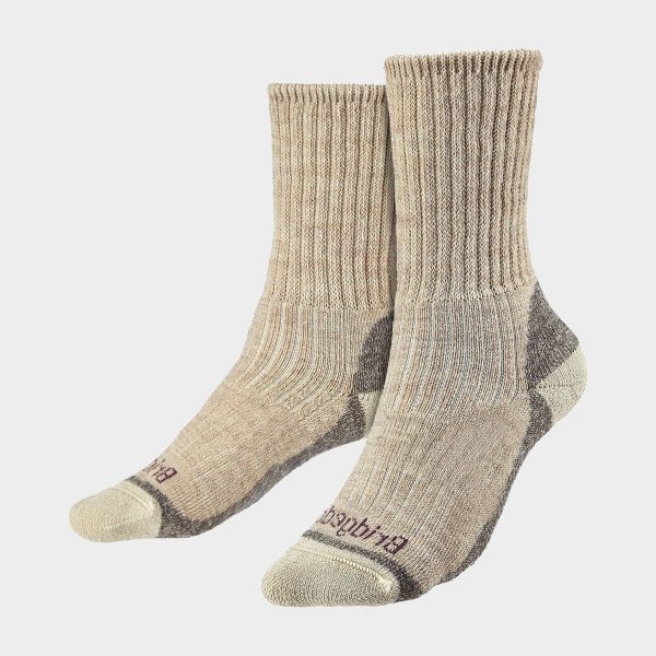Bridgedale Women's Hiking Outdoor Midweight Merino Wool Cushioned Boot Socks, Beige