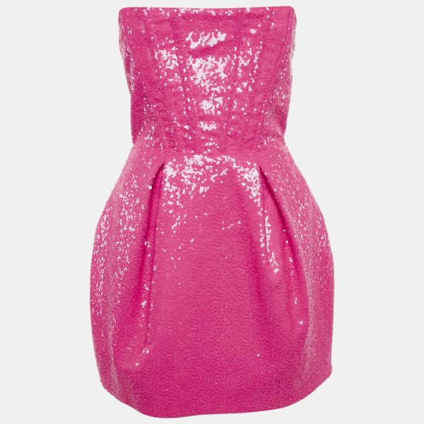 Bronx & Banco Pink Sequin Strapless Corset Maraya Mini Dress S