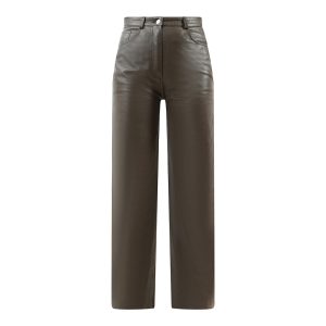 Brown Amy Straight Leather Trousers