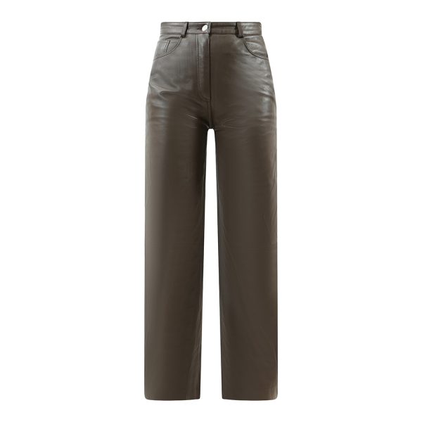 Brown Amy Straight Leather Trousers