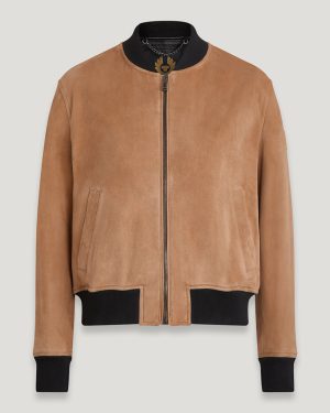 Brown Centenary Leather Bomber Jacket