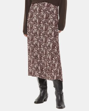 Brown Micro Leopard Print Midi Wrap Skirt