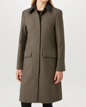 Brown Stannic Houndstooth Wool Blend Coat