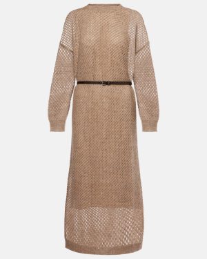 Brunello Cucinelli Belted knitted midi dress