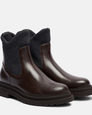 Brunello Cucinelli Leather sock boots