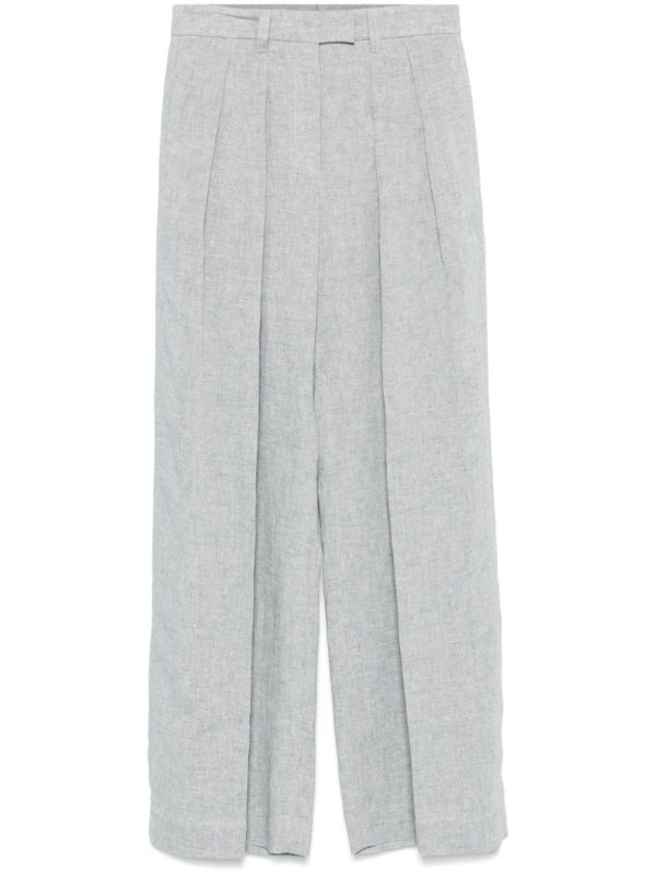 Brunello Cucinelli Linen Wide-Leg Trousers