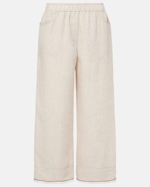 Brunello Cucinelli Linen cropped wide-leg pants