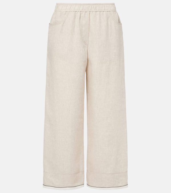 Brunello Cucinelli Linen cropped wide-leg pants