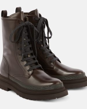 Brunello Cucinelli Monili leather combat boots
