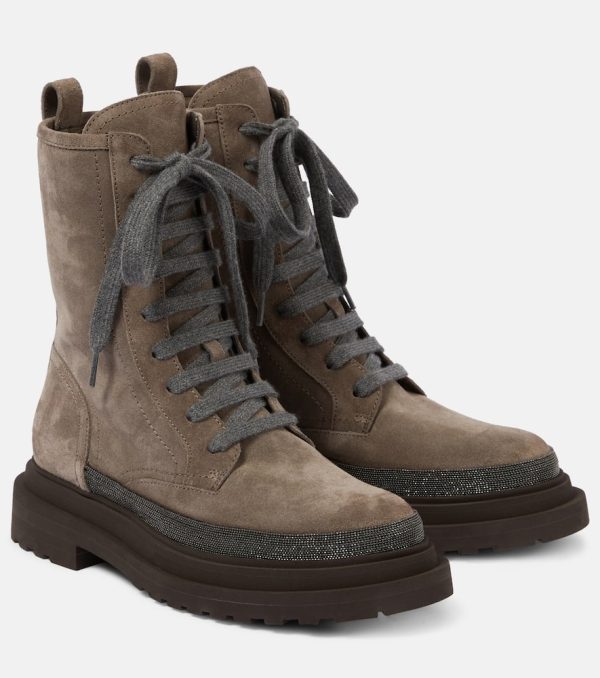 Brunello Cucinelli Monili suede combat boots