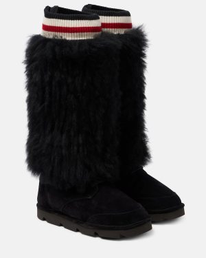 Brunello Cucinelli Mountain shearling-trimmed suede knee-high boots