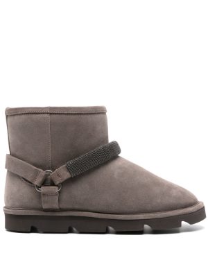 Brunello Cucinelli Suede Ankle Boots With Shearling Lining