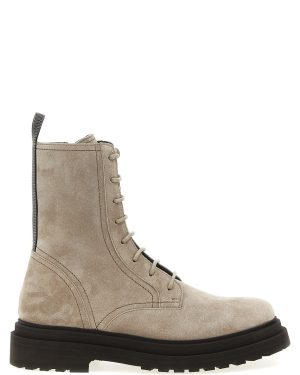Brunello Cucinelli Suede Combat Boots Monile
