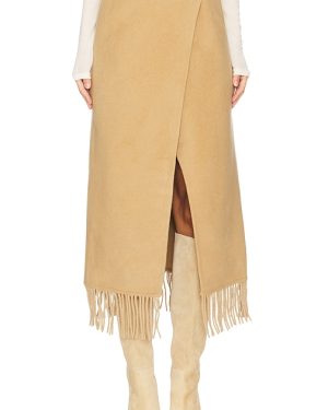 Bubish Hannah Fringe Wrap Skirt in Tan. Size XS.