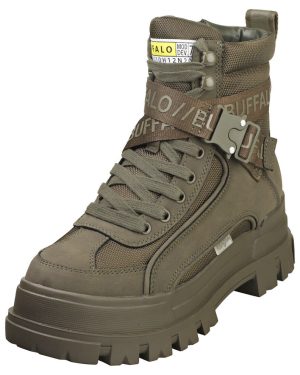 Buffalo Aspha Com1 Mi Vegan Womens Platform Boots in Khaki - 6.5 UK