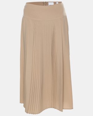 Burberry Beige Pleated Chiffon Midi Skirt XS