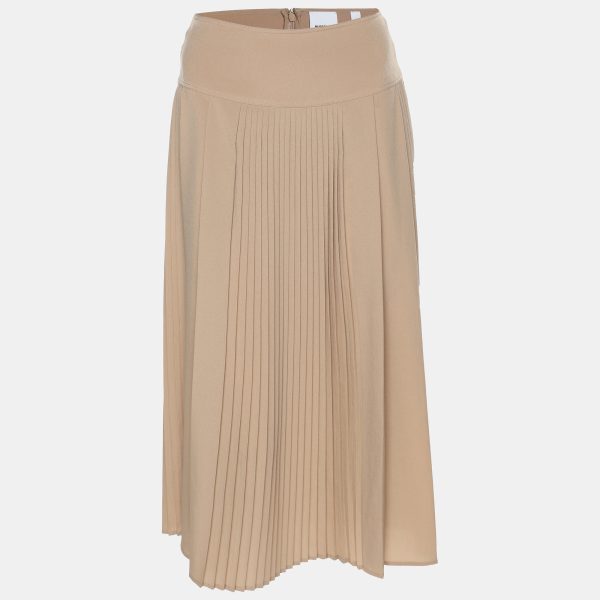 Burberry Beige Pleated Chiffon Midi Skirt XS