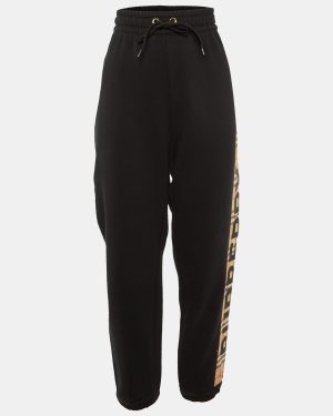 Burberry Black Logo Strip Detail Cotton Knit Joggers M