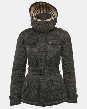 Burberry Black Nylon Quilted Jacket XS
