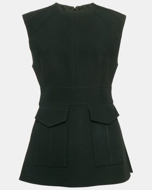 Burberry Black Wool Pocket Detail Sleeveless Tunic Top M