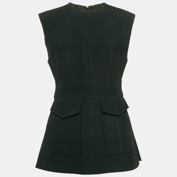 Burberry Black Wool Pocket Detail Sleeveless Tunic Top M