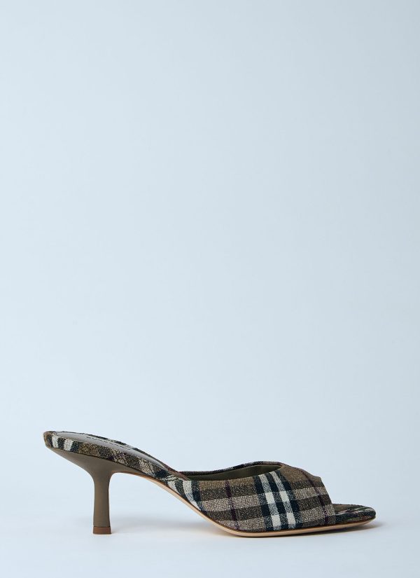 Burberry Check Heeled Mules - Woman Heels Grey Eu - 38