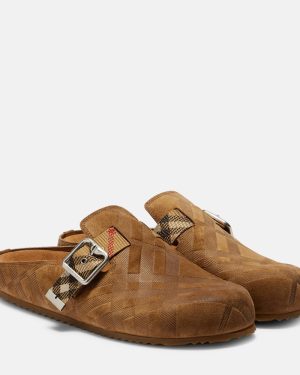 Burberry Checked suede clogs