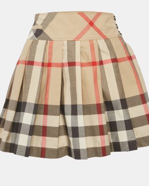 Burberry Children Beige Tartan Check Cotton Pleated Skirt 12 Yrs