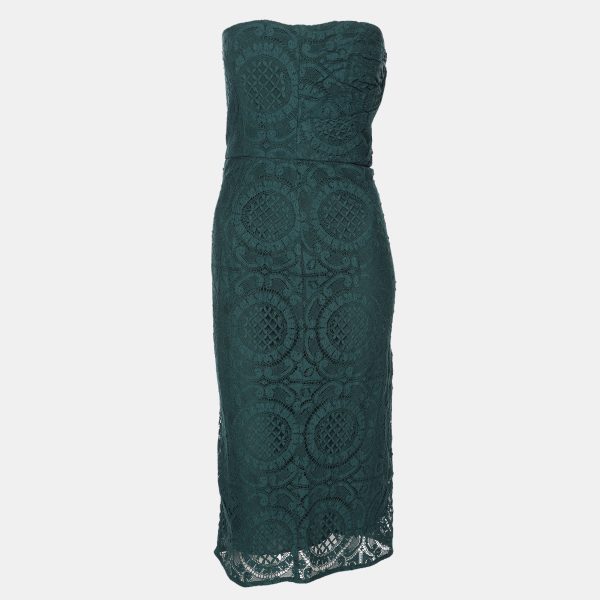 Burberry Green Lace Strapless Dress M