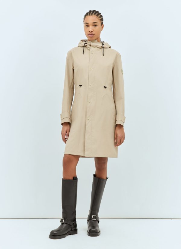 Burberry Hooded Raincoat - Woman Coats Beige Uk - 10