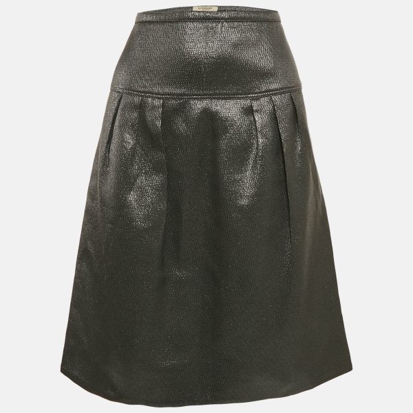 Burberry London Metallic Lurex Pleated Knee-Length Skirt M