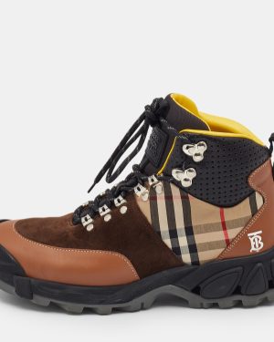 Burberry Multicolor Leather and Suede Tor Hiking Boots Size 39